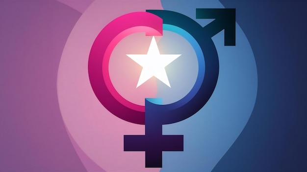 Photo feminine and masculine gender signs equality