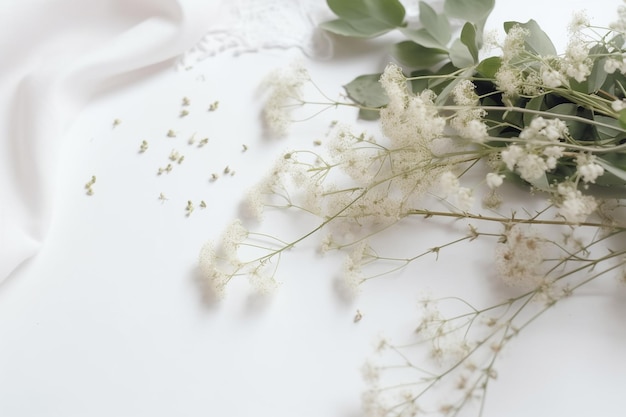 Женский свадебный настольный макет с цветами гипсофилы