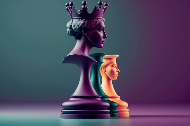 Photo feminism concept with chess piece international women's day generative ai