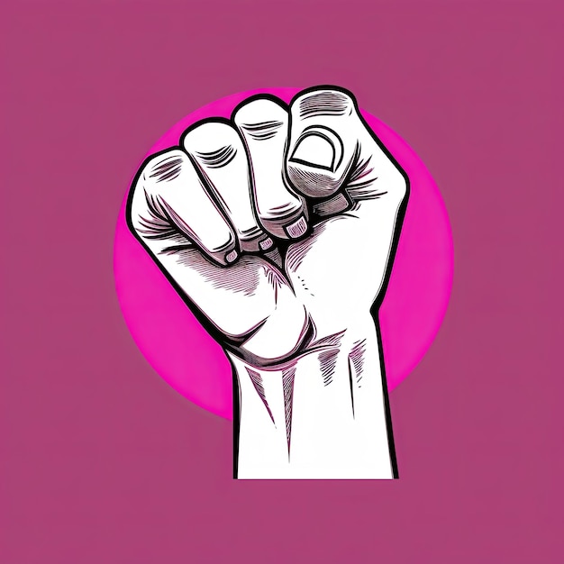 Photo a feminist symbol that has a fist in the style of light white and magenta generative ai