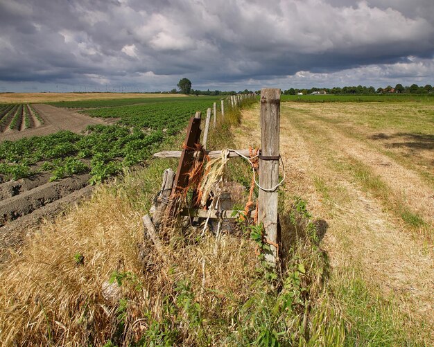 Foto la recinzione sul campo contro il cielo