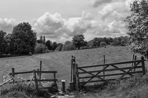 Photo fence on field against sky