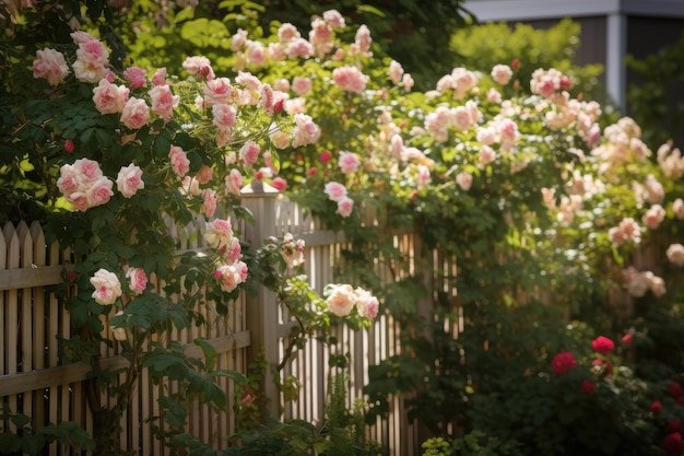 Fence with climbing rose trellis showcasing the beauty of both roses and fencing