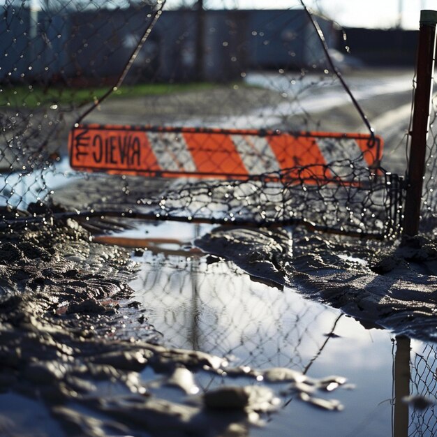 Photo a fence with an orange sign that says germ