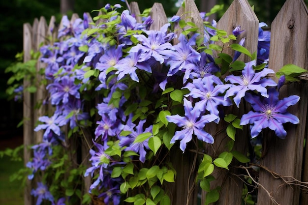 A fence with purple flowers on it