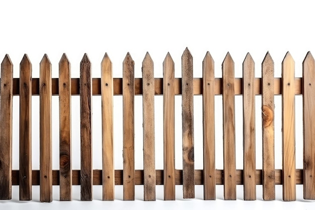 Fence Wooden On White Background Generative AI