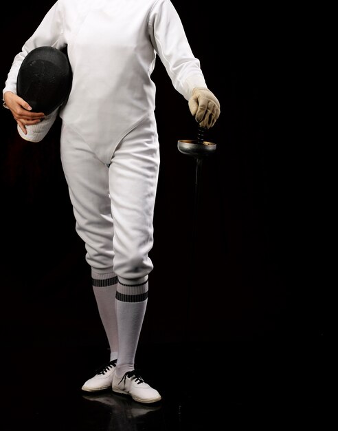 Fencing sport. Fencer person with sword