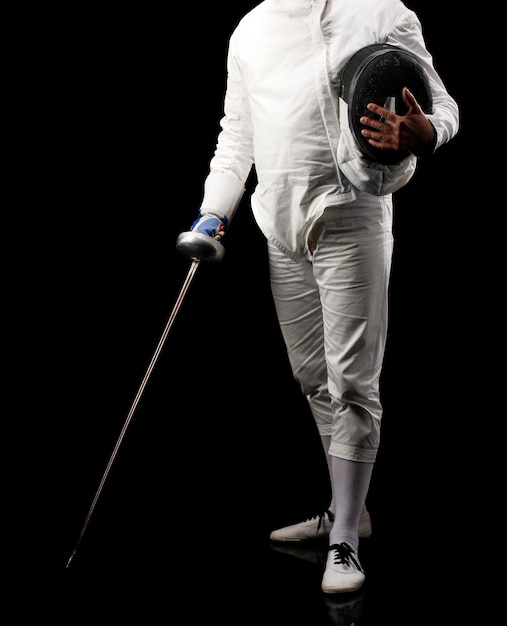 Fencing sport. Fencer person with sword