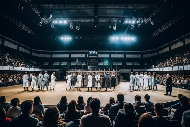 Fencing tournament in a modern arena