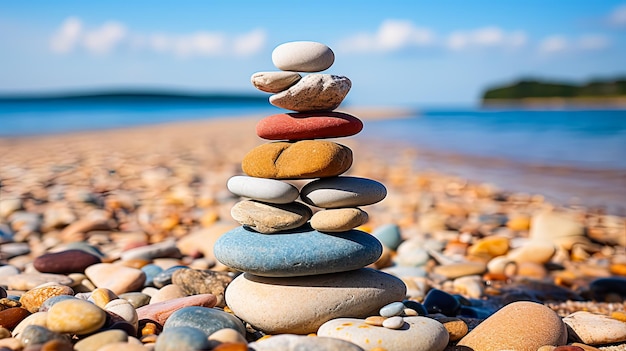 Foto feng shui en zen met een stapel stenen