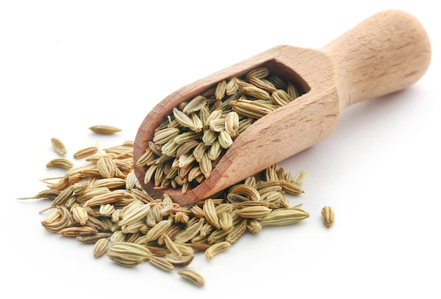 Fennel seeds over white background