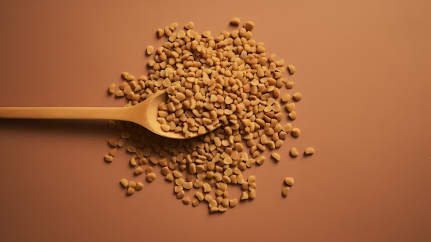 Fenugreek Seeds on Brown Background Minimal Style AI Generated