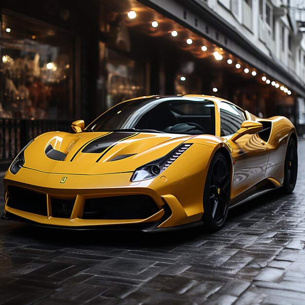 ferarri yellow gloss speed stop4k highquality