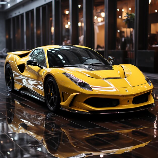 ferarri yellow gloss speed stop4k highquality