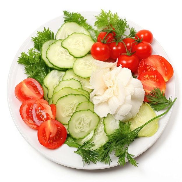 Fermented cabbages cucumbers tomatoes and garlic on a plate