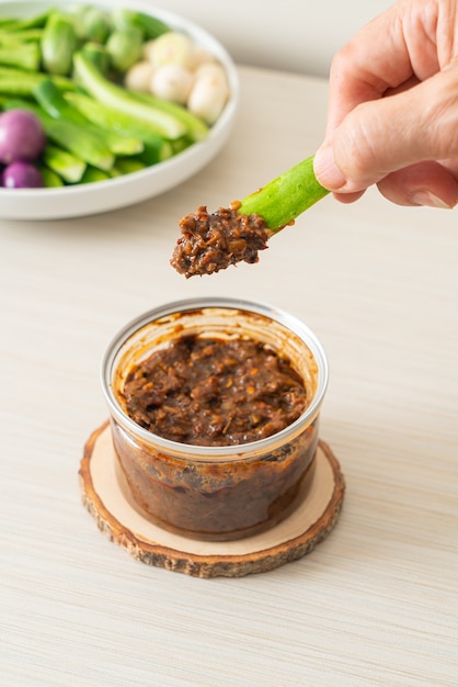 Fermented Fish Chili Paste with Fresh Vegetables - Healthy food style