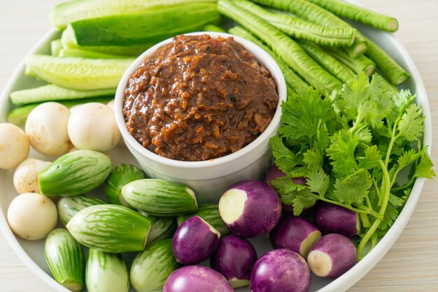 Fermented Fish Chili Paste with Fresh Vegetables - Healthy food style