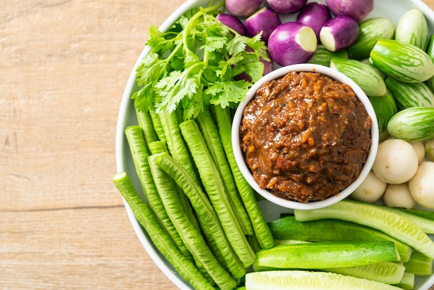 Fermented Fish Chili Paste with Fresh Vegetables - Healthy food style