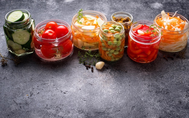 Fermented food, Preserved vegetables in jars