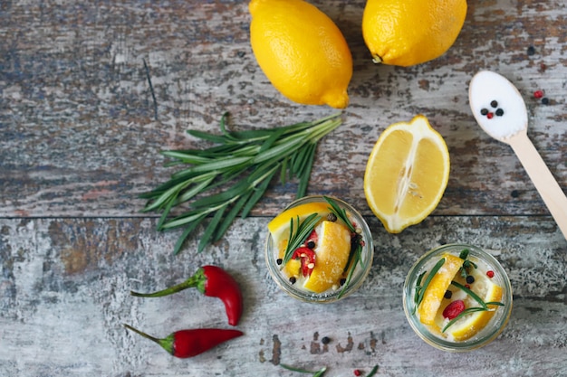 Fermented lemons with rosemary and spices