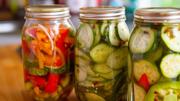 fermented veggies cucumber and pepper marinated Generative Ai