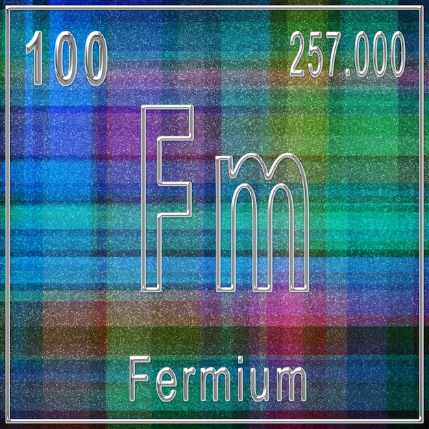 Foto fermio elemento chimico segno con numero atomico e peso atomico