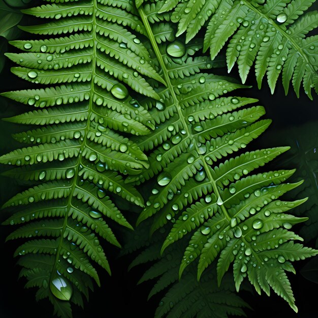 Fern elegance crystalclear water droplets adorn leaf