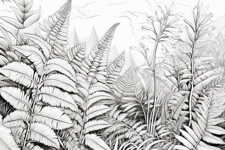 Photo ferns material structure background generative ai