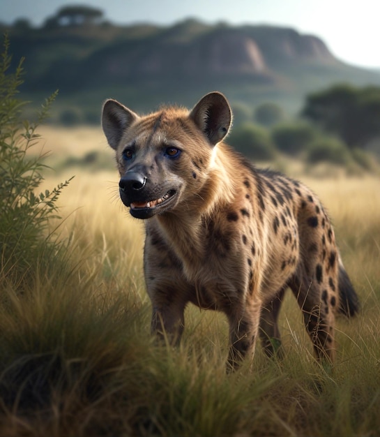 A ferocious hyena in a jungle