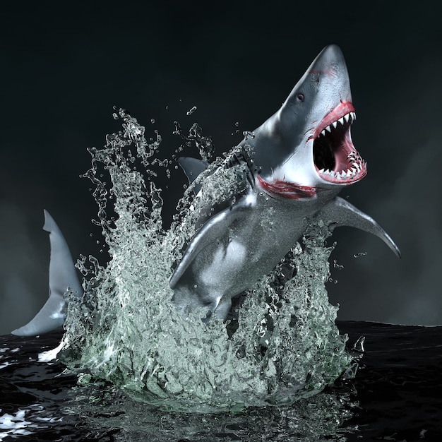 Photo a ferocious toothy shark. 3d illustration