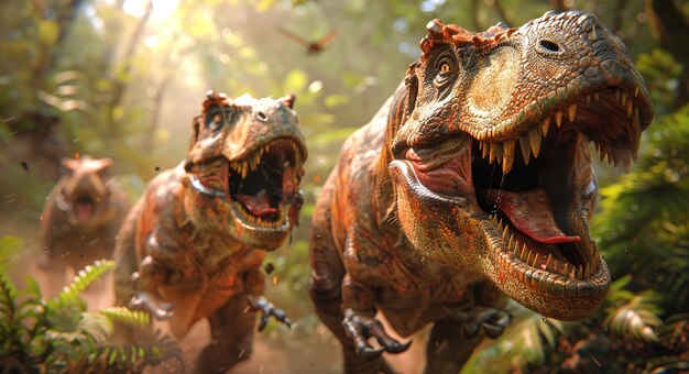 写真 ティラノサウルス・レックス (tyrannosaurus rex) は古代のジャングルで生息していた恐です