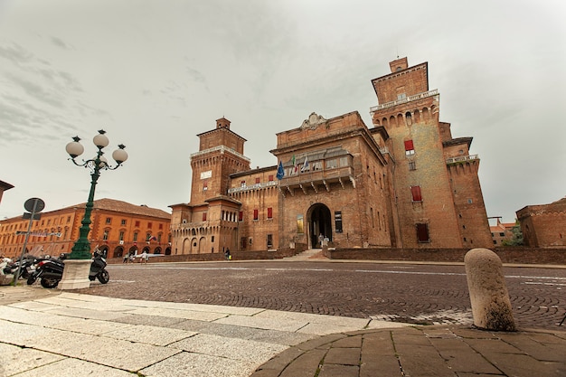 FERRARA, ITALY 29 JULY 2020 : Evocative view of the castle of Ferrara