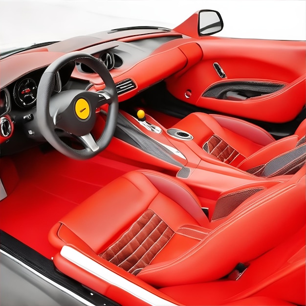 Интерьер красной машины Ferrari