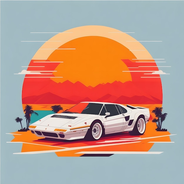 Ferrari white Artwork of tshirt graphic design generated by ai