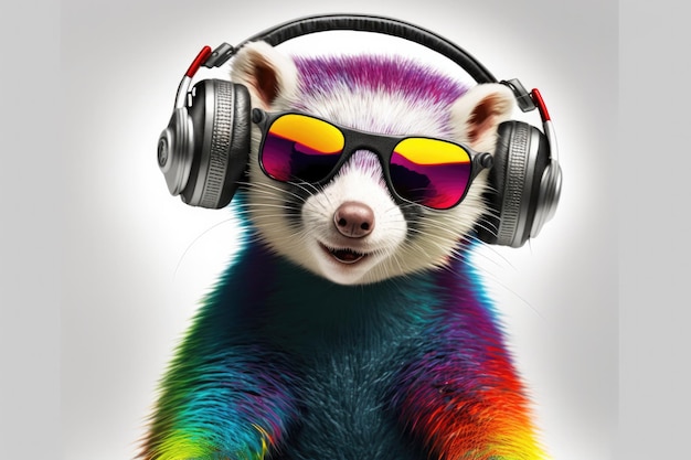 Ferret Full Shot Punk Colorful Chromies Generative AI