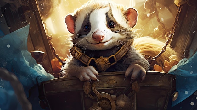 Photo ferret in the style of fantasy illustration