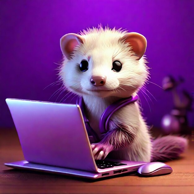 Ferret using a laptop generated by ai