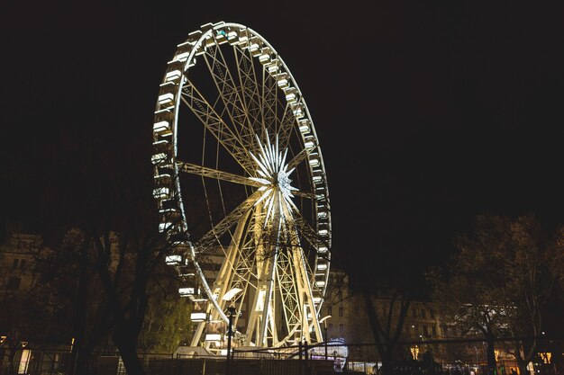 Ferris wheel in Budapest by night