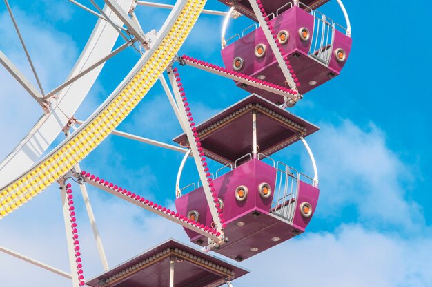 Ferris wheel cabins close up