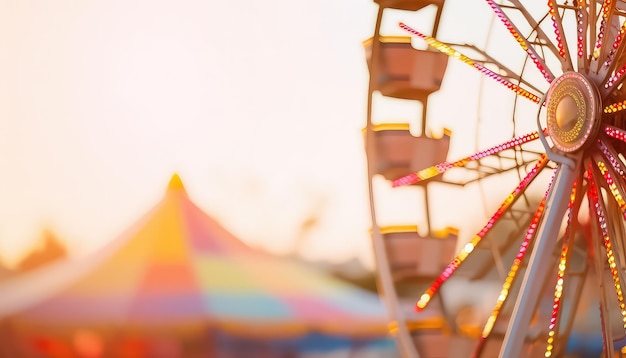 Ferris wheel in the evening concept carnival