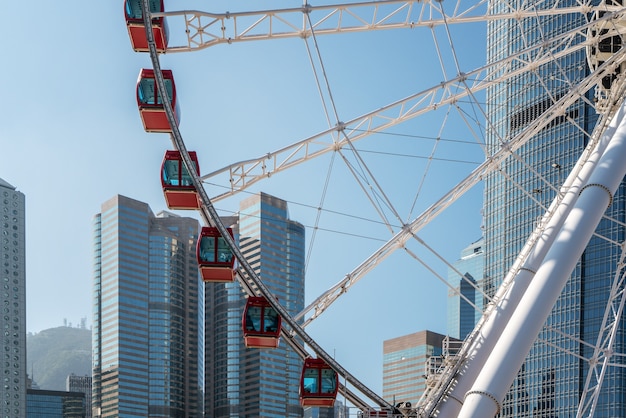 フェリスホイール香港の街の建築の背景