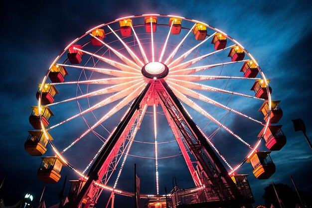 Ferris wheel spinning against the night sky