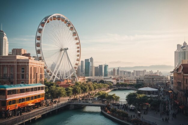 Ferris wheel at sunset