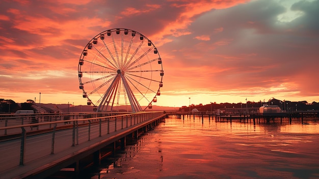 ferris wheel at sunset