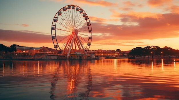 ferris wheel at sunset