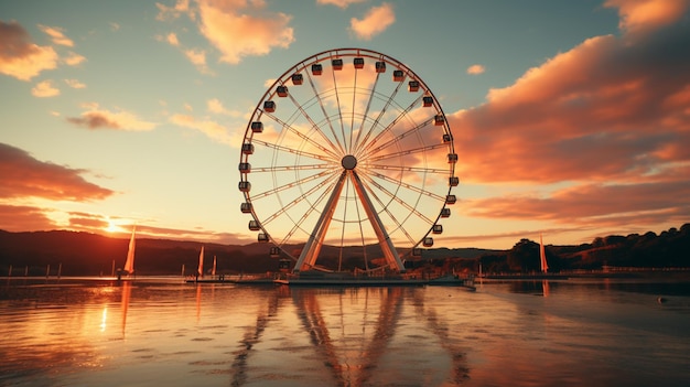 ferris wheel at sunset