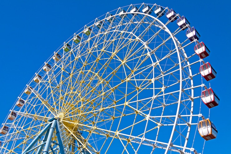 Photo ferris wheel with blue sky