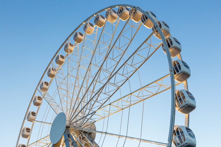 Photo ferris wheel with blue sky
