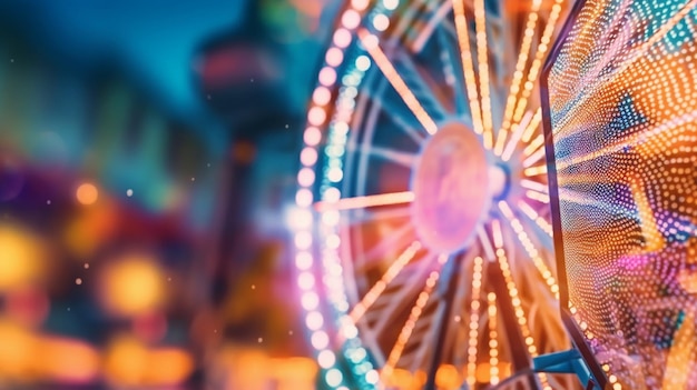 A ferris wheel with lights on it