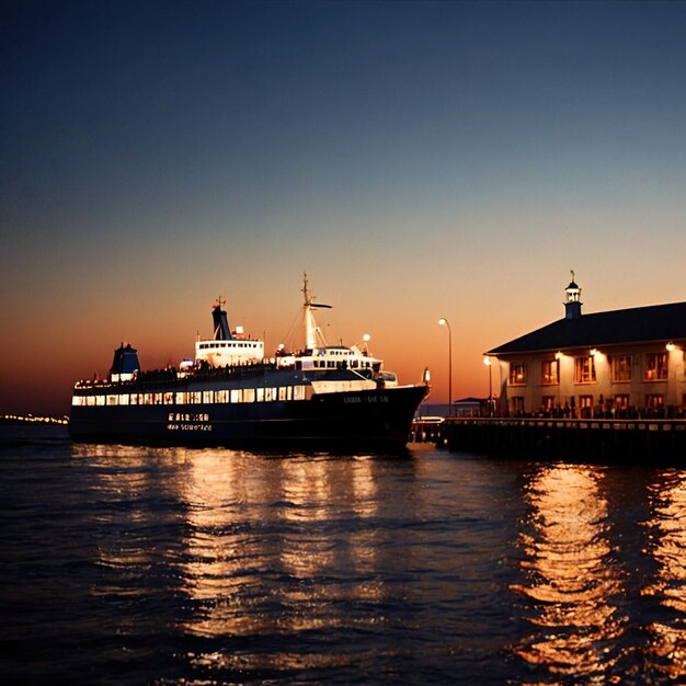 Photo ferry boat ocean vessel to transport passengers over water